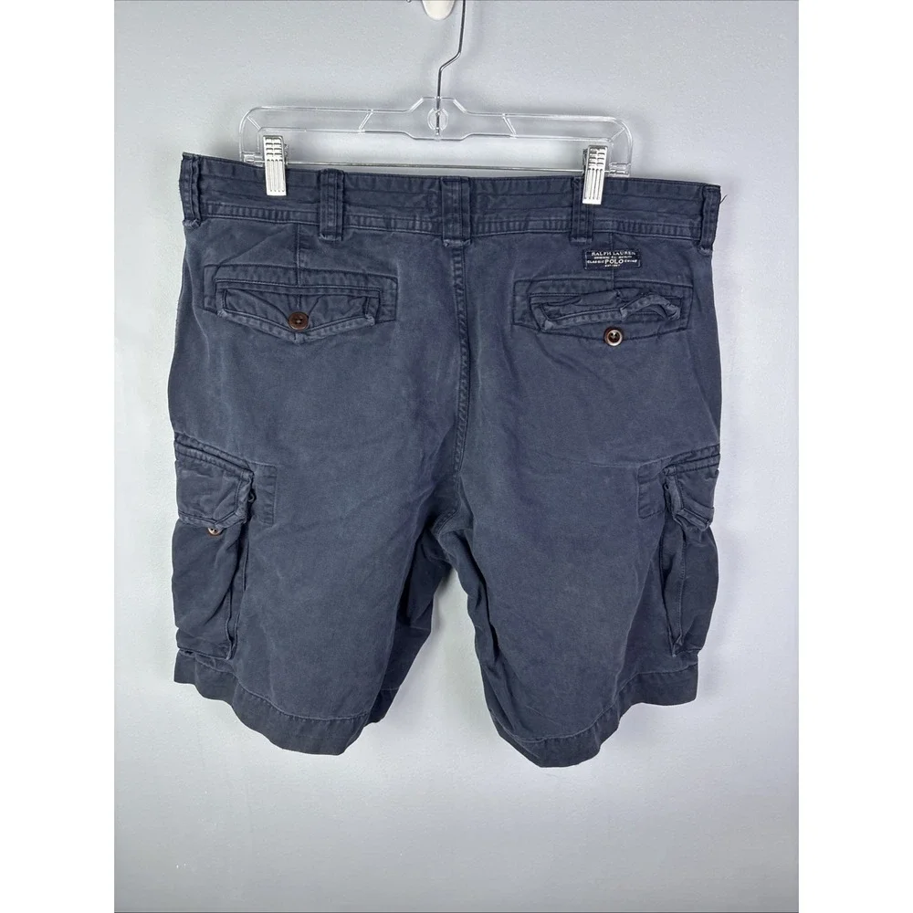 Vtg 90s Polo Ralph Lauren Shorts Men's 38 Blue Cargo Paratrooper Military baggy